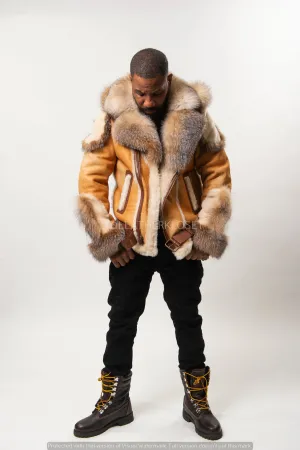 Men's Andre Shearling Biker With Fox [Rust]