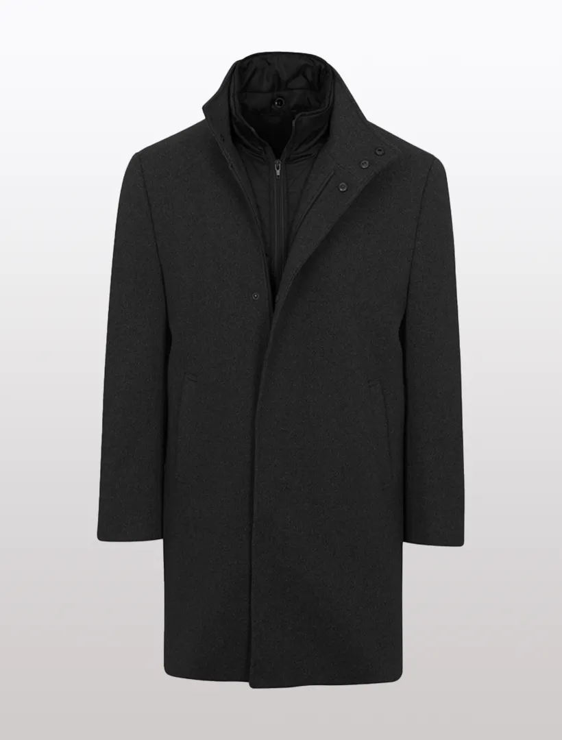 Mens' Black 3/4 Length Overcoat