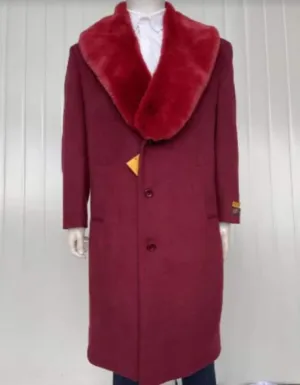 Mens Overcoat - Topcoat For Men - Winter Fabric - Mens Cashmere Blend Burgundy Coat Full length - Cashmere Overcoat