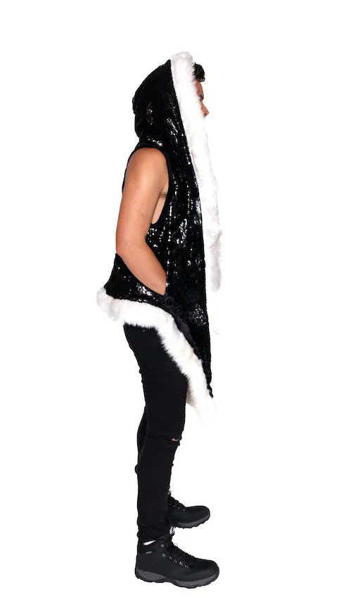 Men's Sequin Vest in "Matte Black/ Shiny Black"