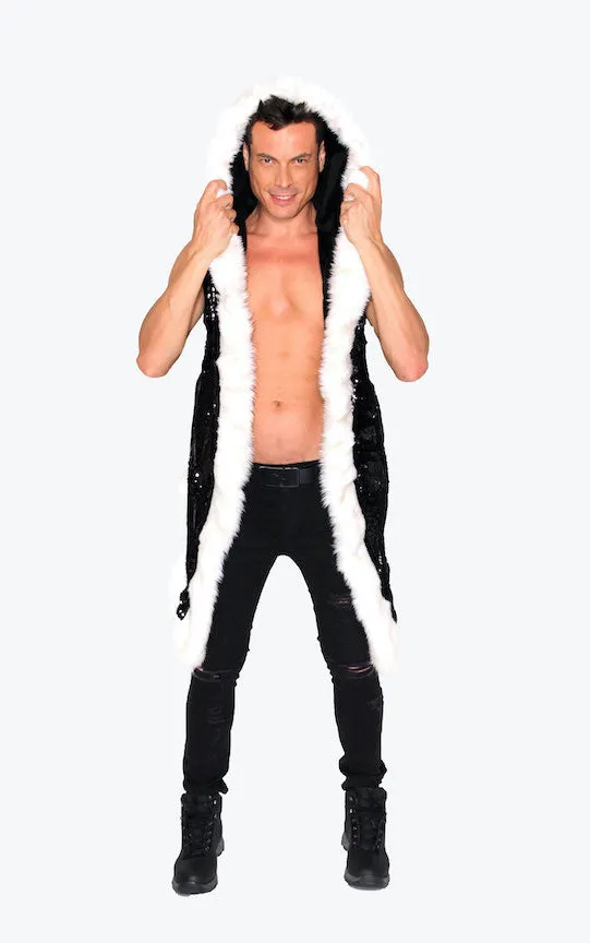 Men's Sequin Vest in "Matte Black/ Shiny Black"