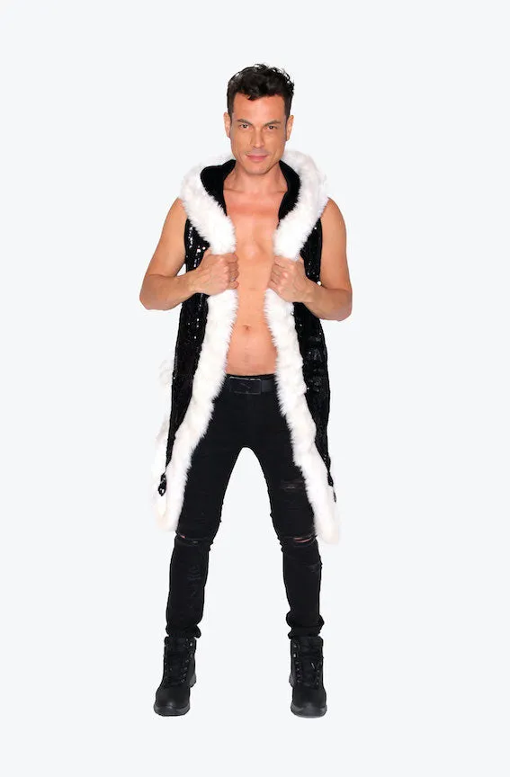 Men's Sequin Vest in "Matte Black/ Shiny Black"