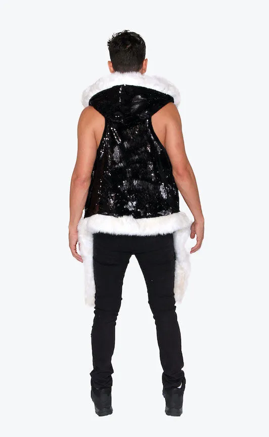 Men's Sequin Vest in "Matte Black/ Shiny Black"