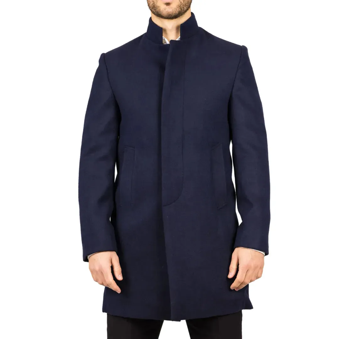 Men's Stand Collar Wool Blend Overcoat