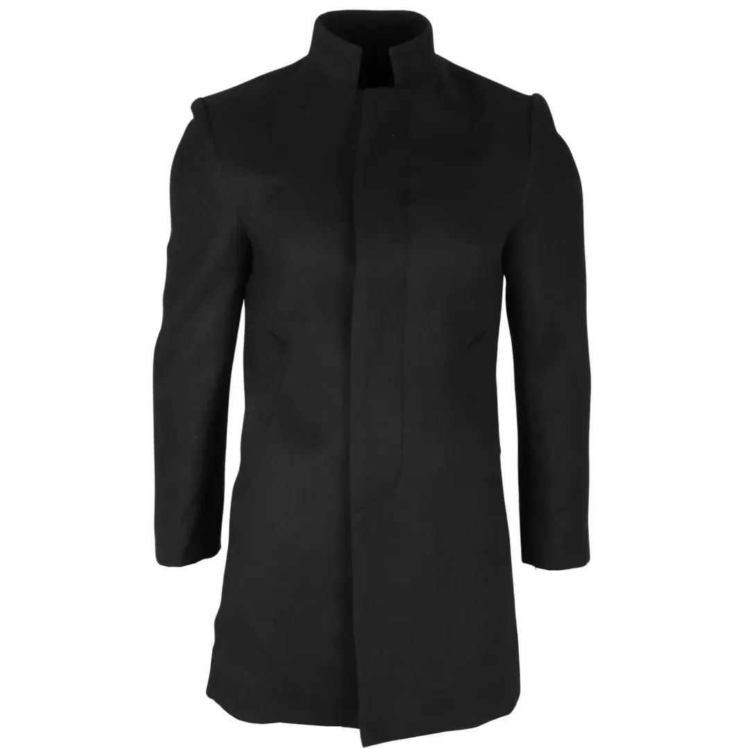 Men's Stand Collar Wool Blend Overcoat