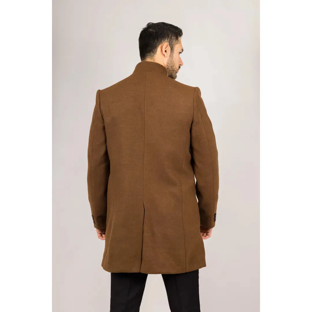 Men's Stand Collar Wool Blend Overcoat