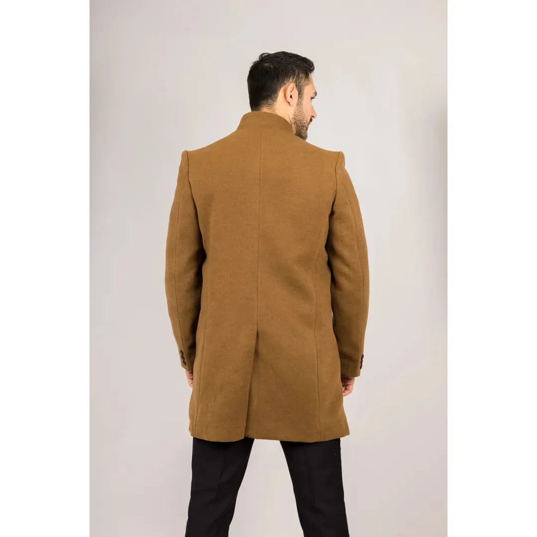 Men's Stand Collar Wool Blend Overcoat