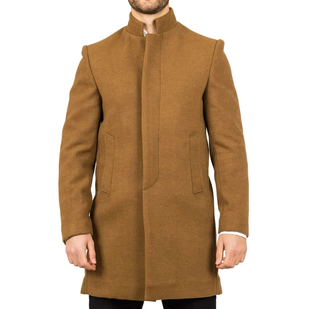 Men's Stand Collar Wool Blend Overcoat