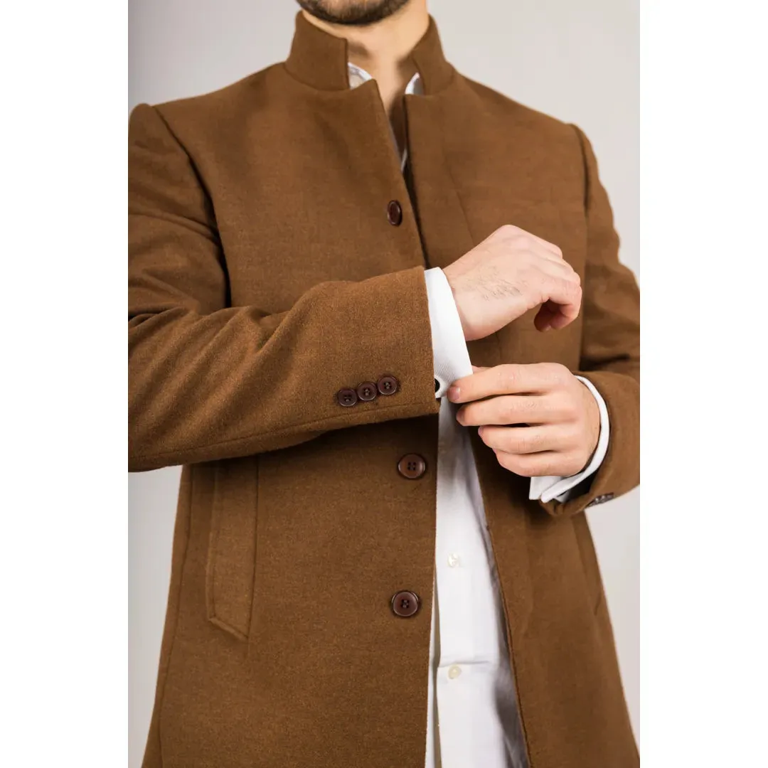 Men's Stand Collar Wool Blend Overcoat