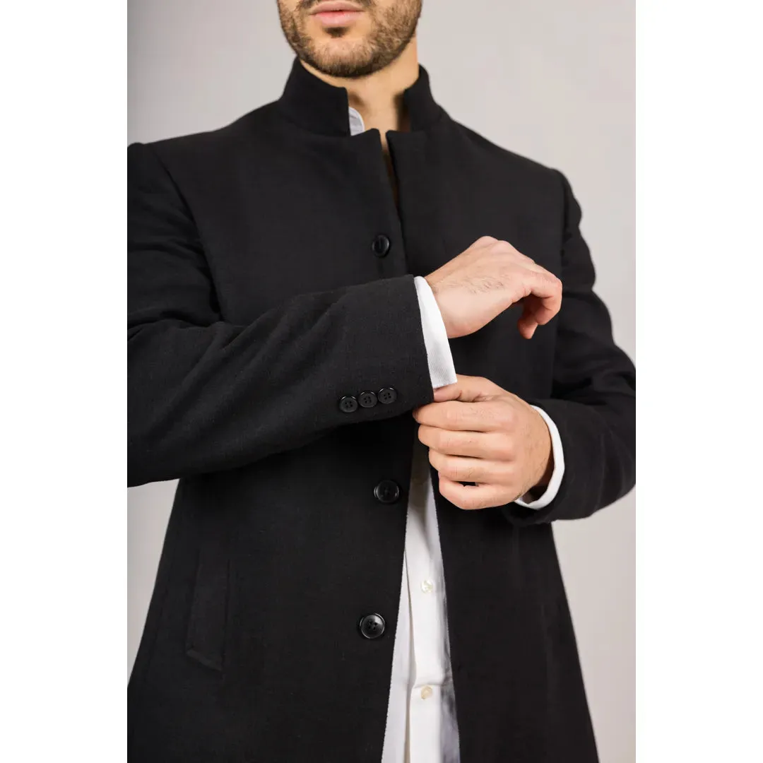 Men's Stand Collar Wool Blend Overcoat