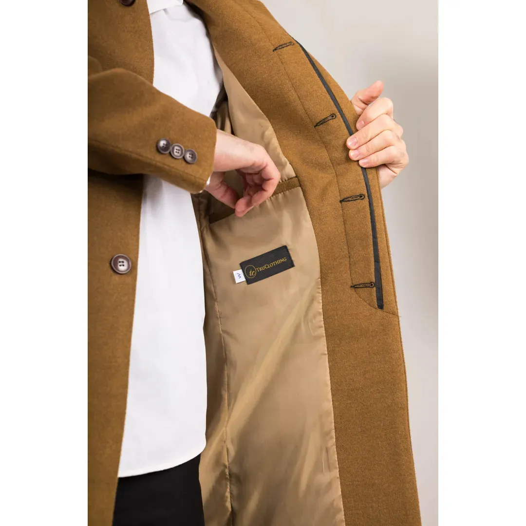 Men's Stand Collar Wool Blend Overcoat