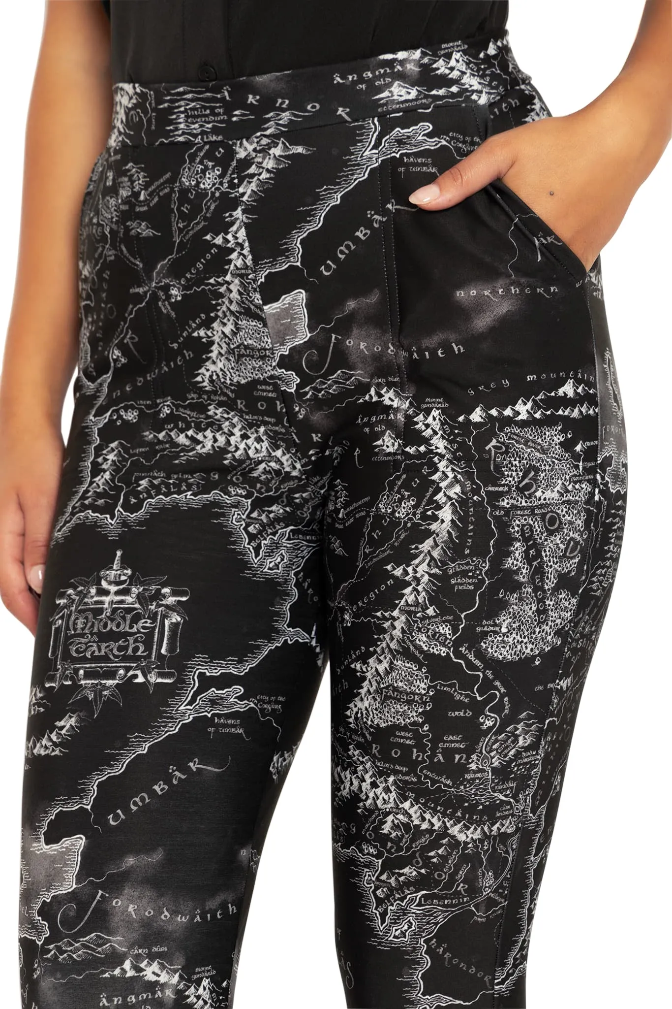 Middle-earth Map Black Cuffed Pants