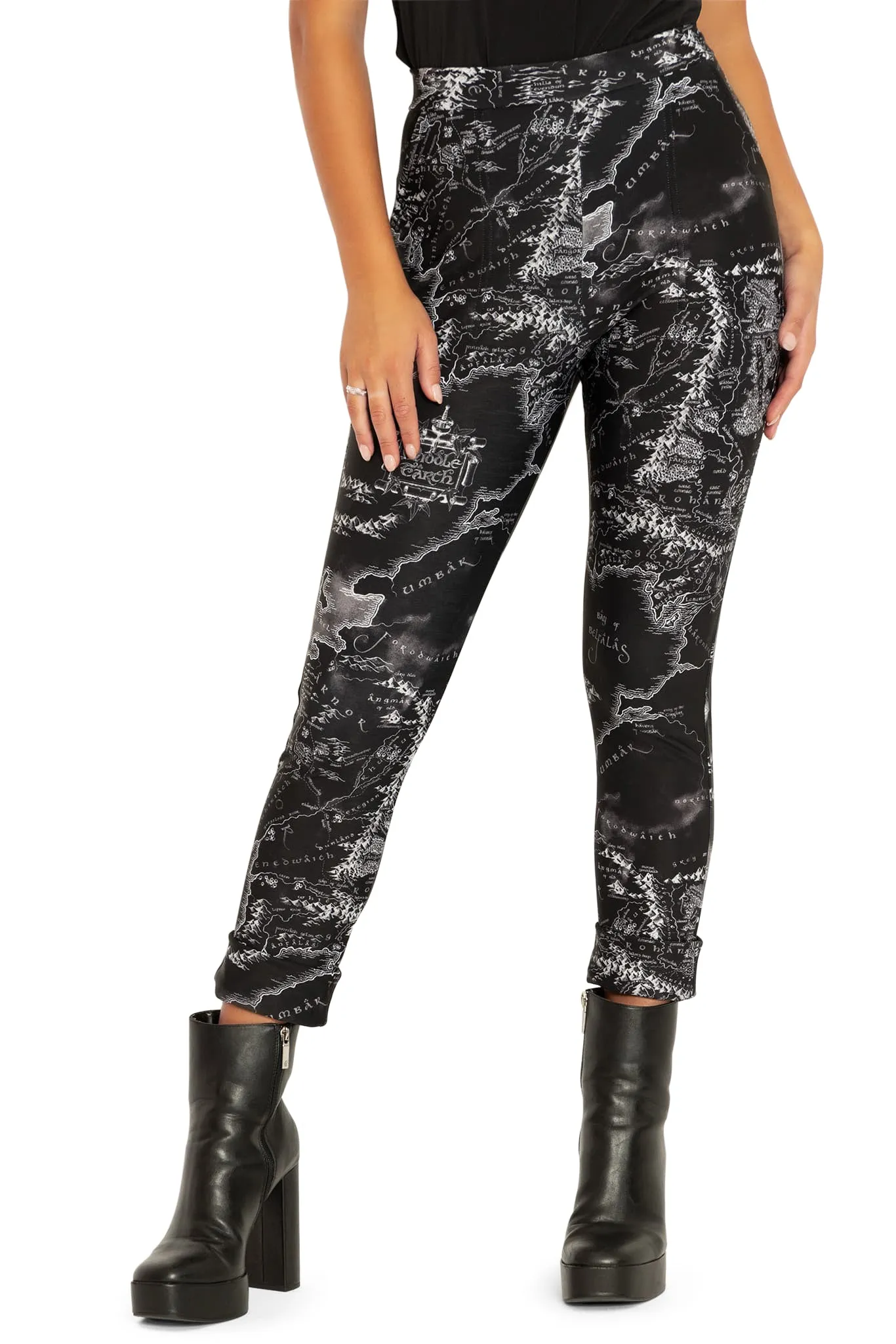 Middle-earth Map Black Cuffed Pants