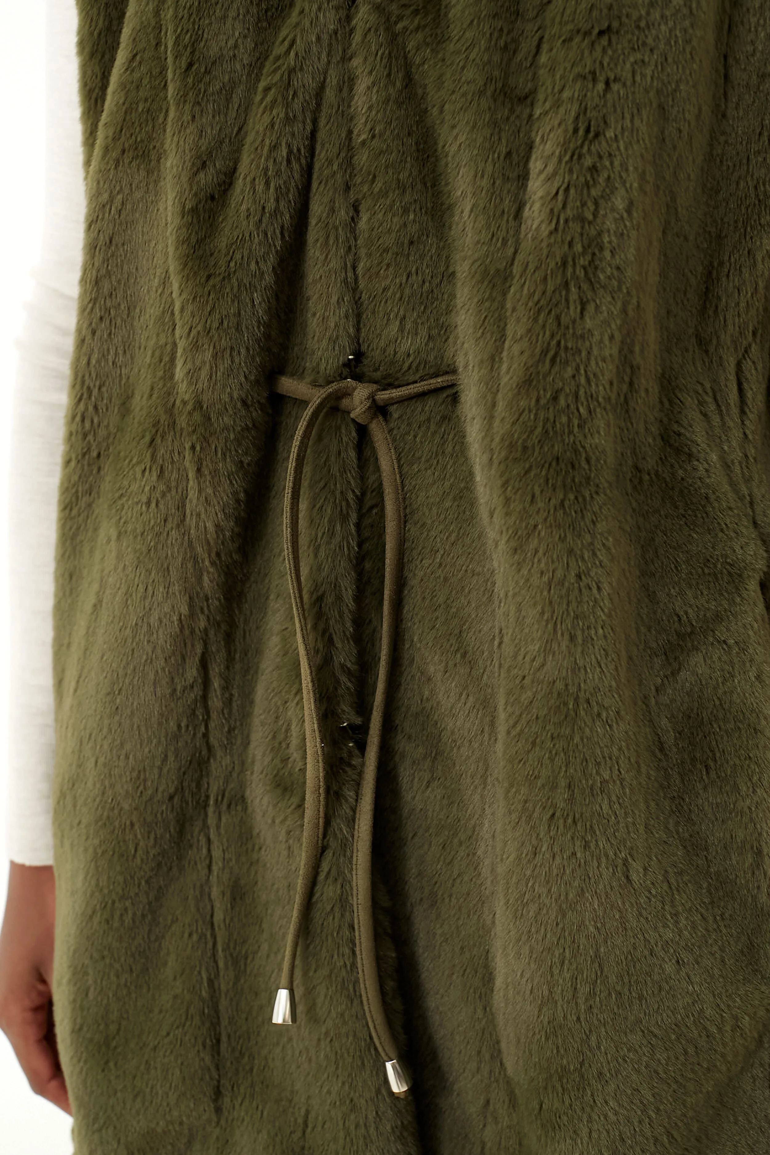 Moss Green Faux Fur Bayker Vest