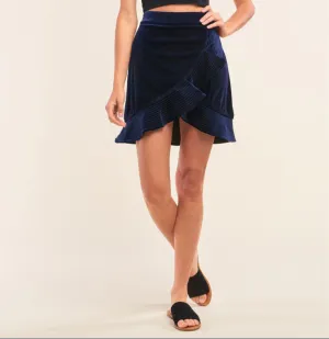 Navy Velvet Skirt