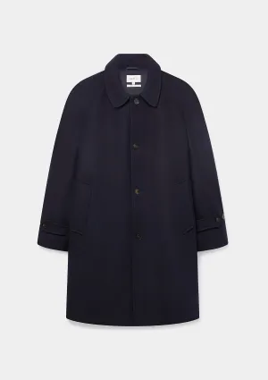 Navy Wool Raglan Overcoat