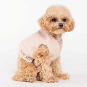 NEW MIMINKO PINK FAUX FUR VEST WITH LACE FOR PETS