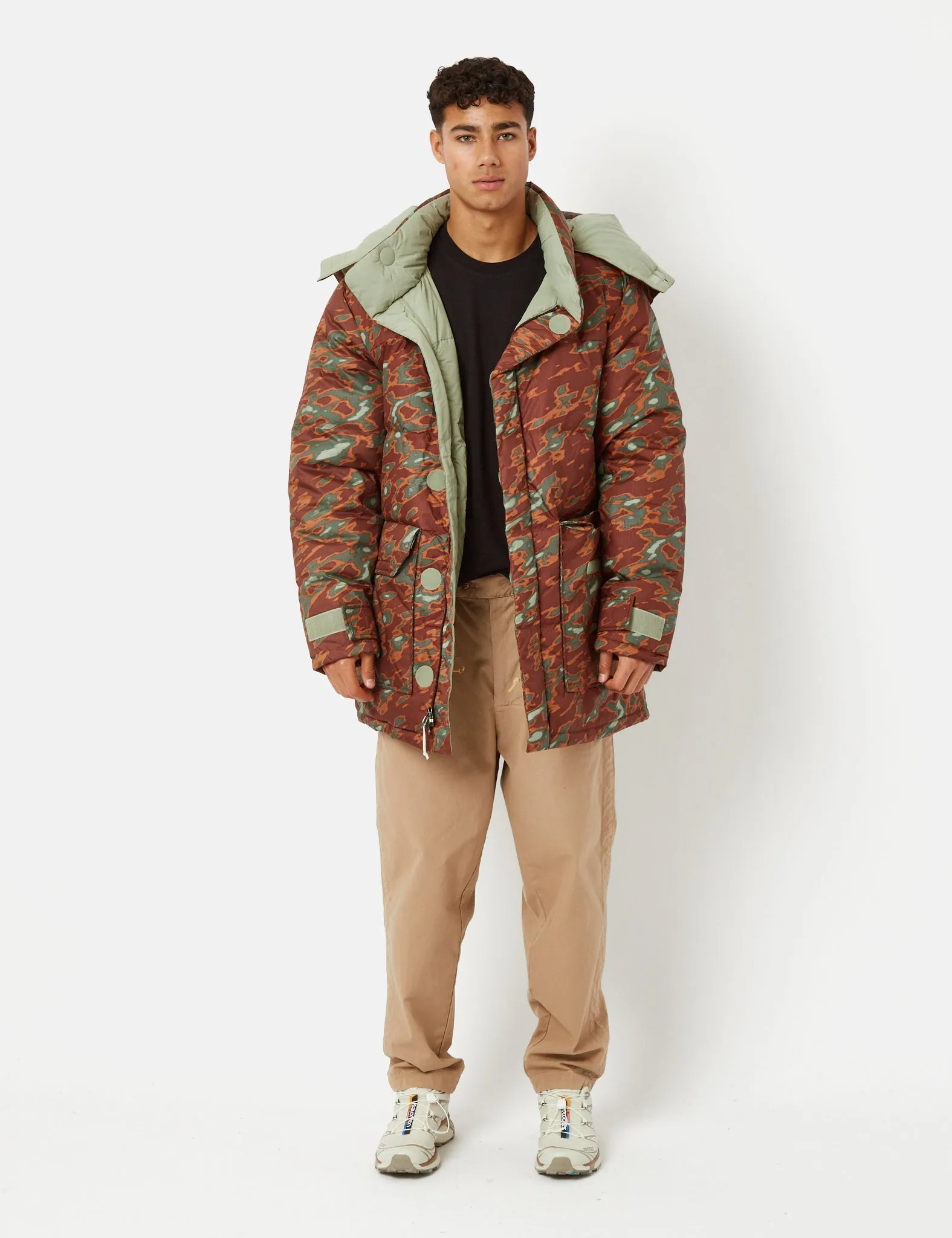 North Face 77 Brooks Range Parka Jacket (Glacier Print) - Dark Oak Camo