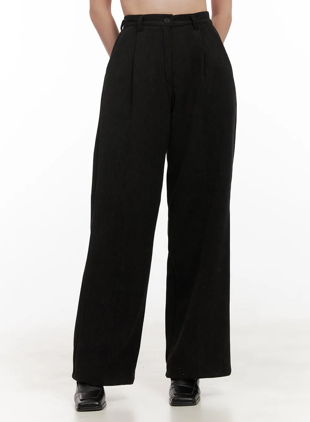 Pintuck Corduroy Wide-Leg Trousers OD412