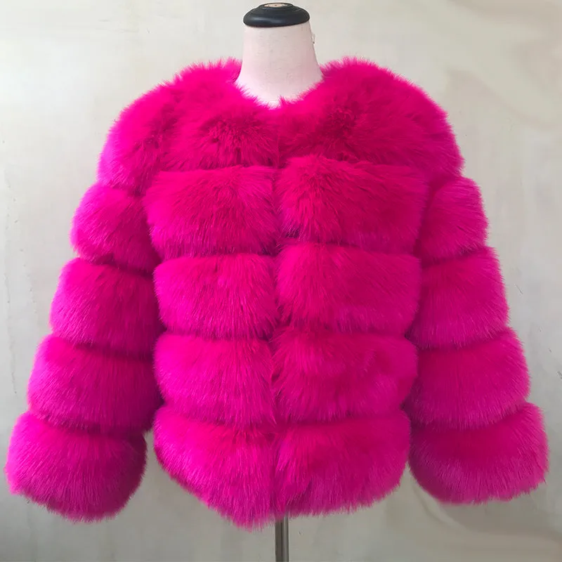 Plush Red Faux Fur Jacket