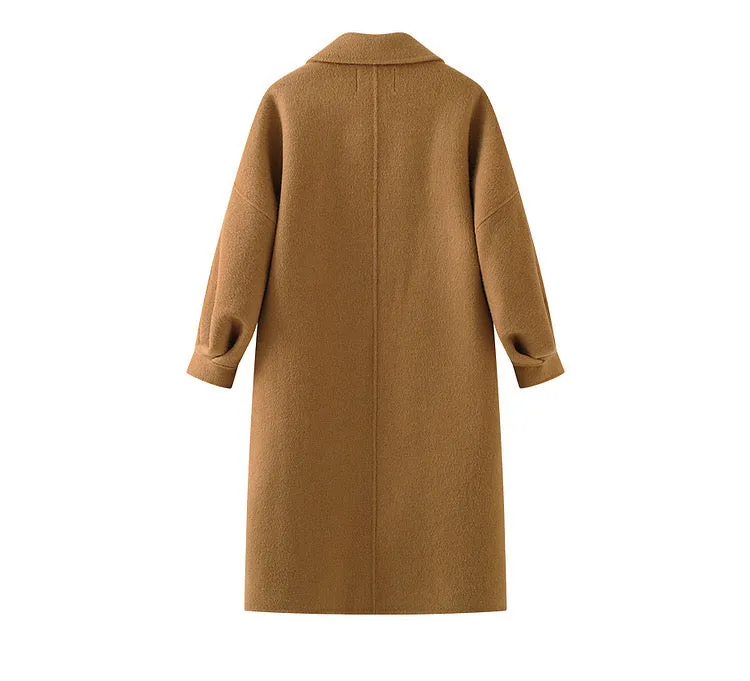 Retro Lapel Double-Sided Wool Coat Women Long Wool Coat Autumn/ Winter