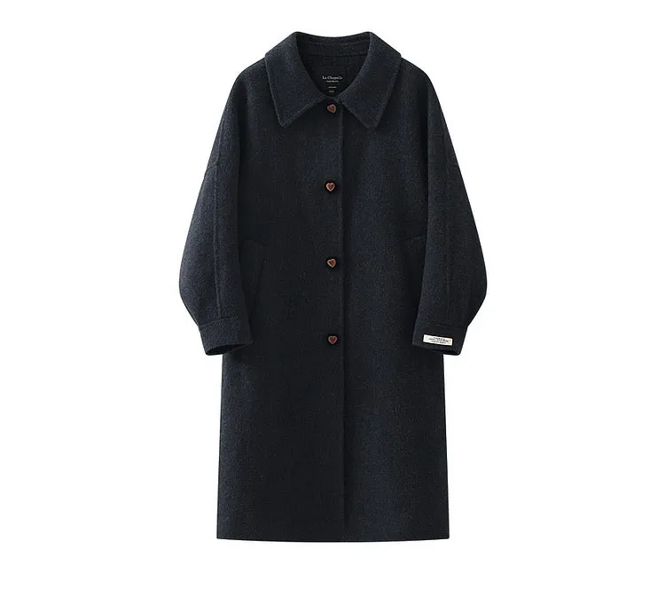 Retro Lapel Double-Sided Wool Coat Women Long Wool Coat Autumn/ Winter