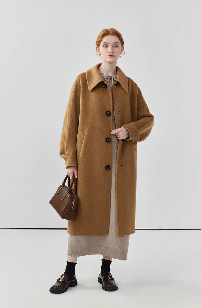 Retro Lapel Double-Sided Wool Coat Women Long Wool Coat Autumn/ Winter