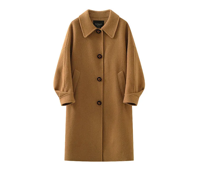 Retro Lapel Double-Sided Wool Coat Women Long Wool Coat Autumn/ Winter