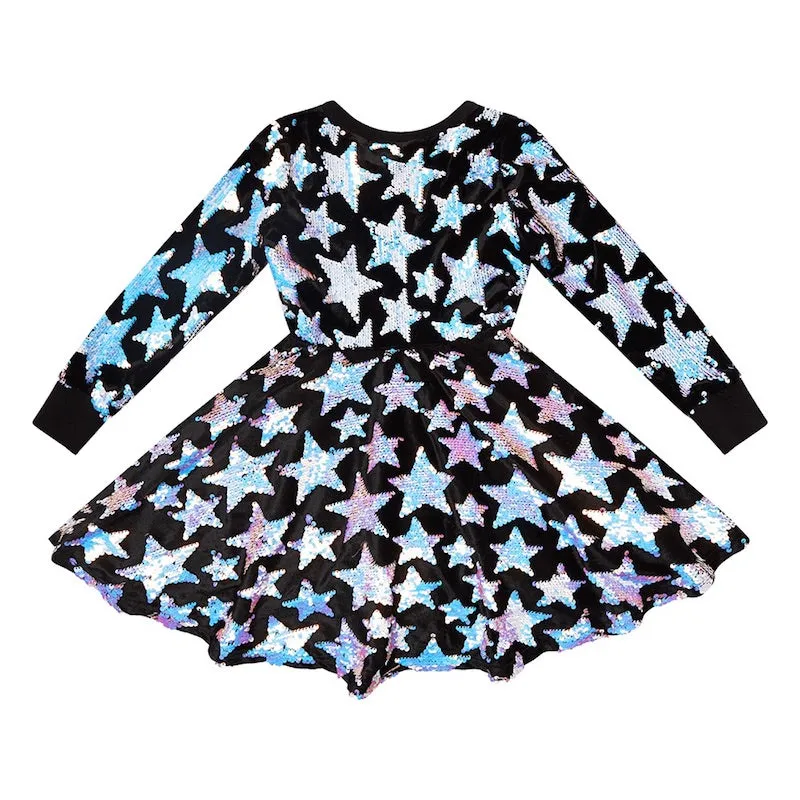 Rock Your Kid Blue Cabaret Sequin Waisted Dress