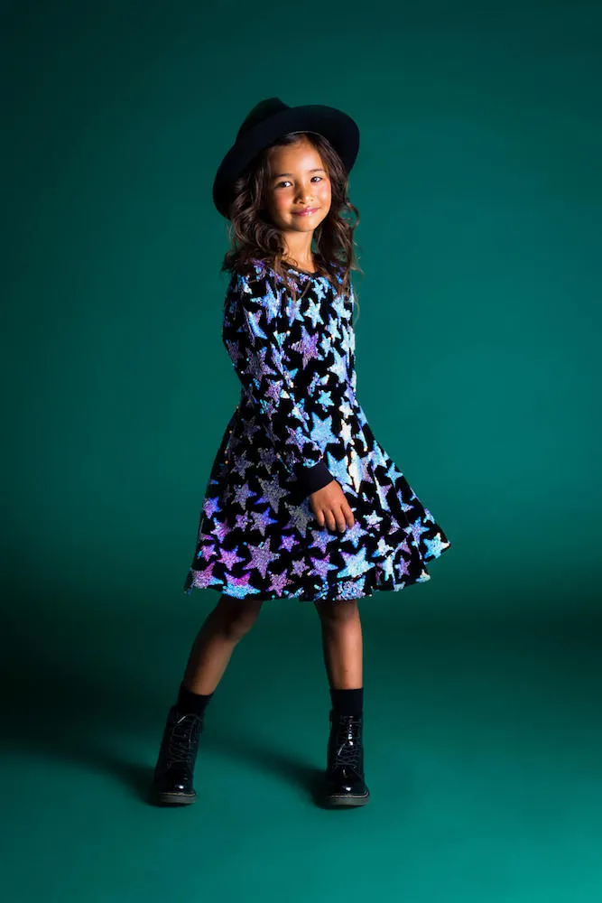 Rock Your Kid Blue Cabaret Sequin Waisted Dress