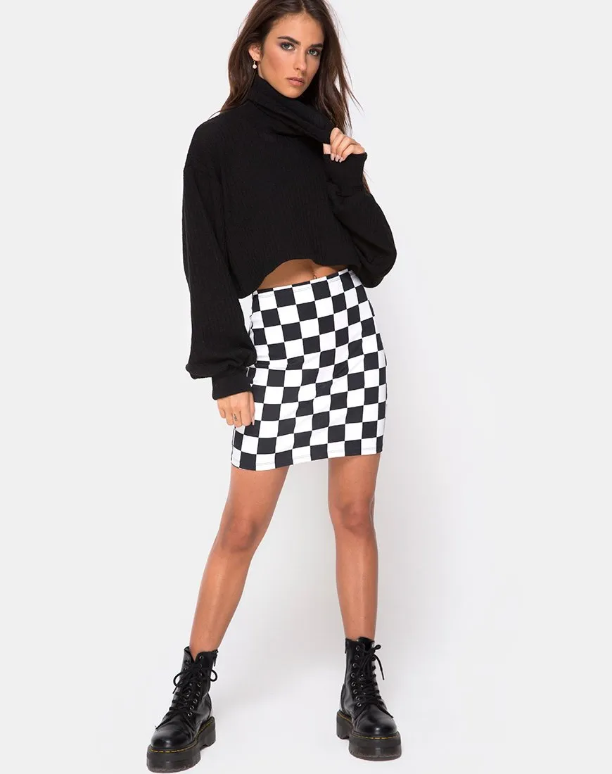 Saffy Bodycon Skirt in Checker Board Medium