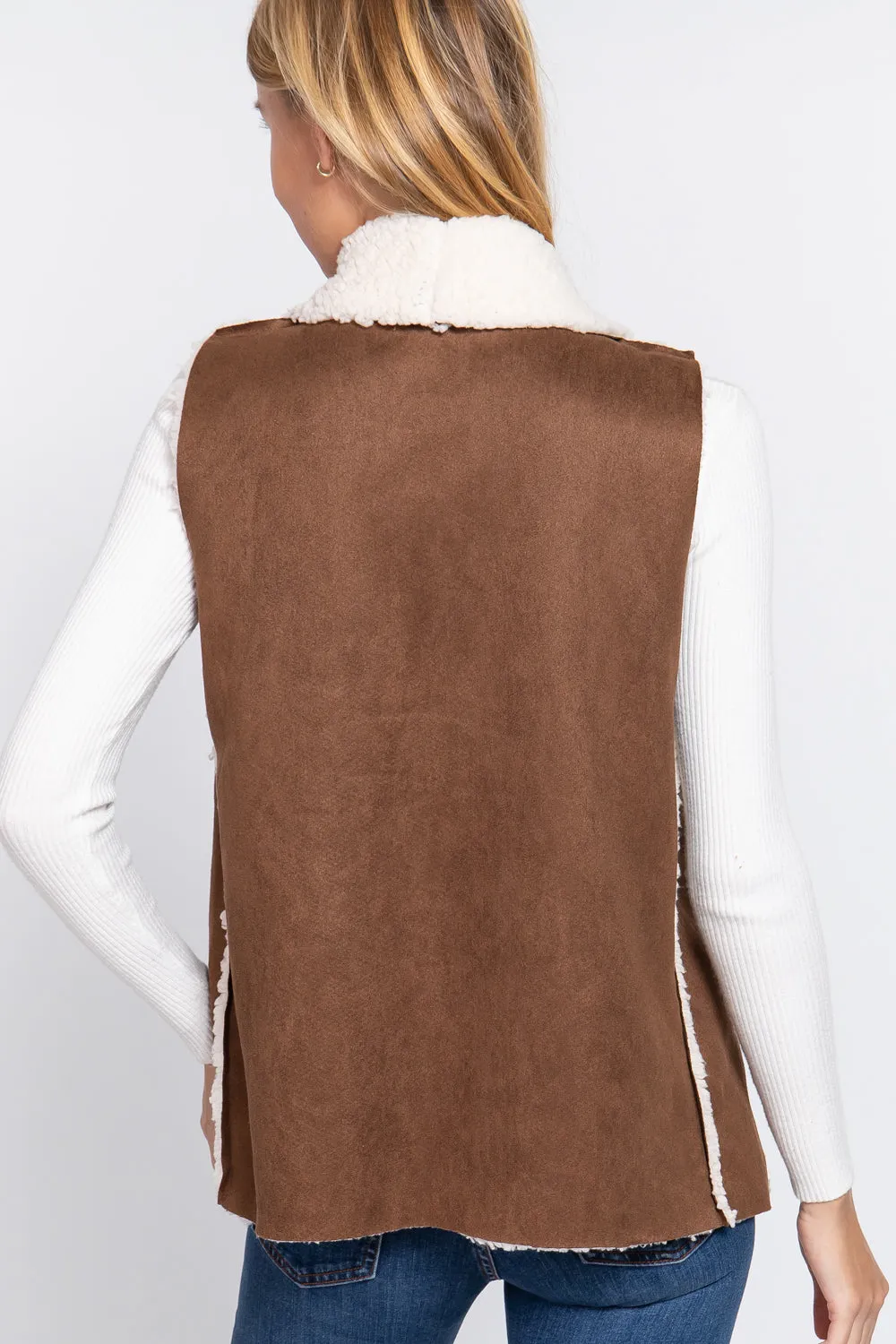 Shawl Faux Suede Fur Bonded Vest (More Colors)