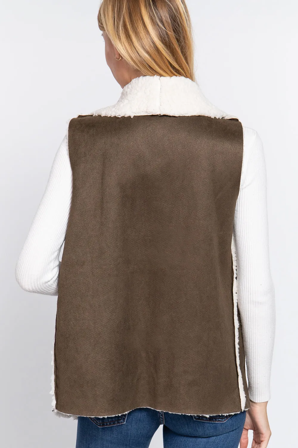 Shawl Faux Suede Fur Bonded Vest (More Colors)