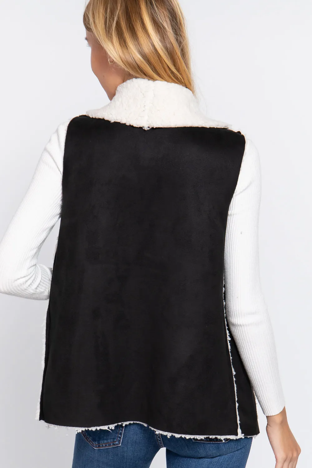 Shawl Faux Suede Fur Bonded Vest (More Colors)