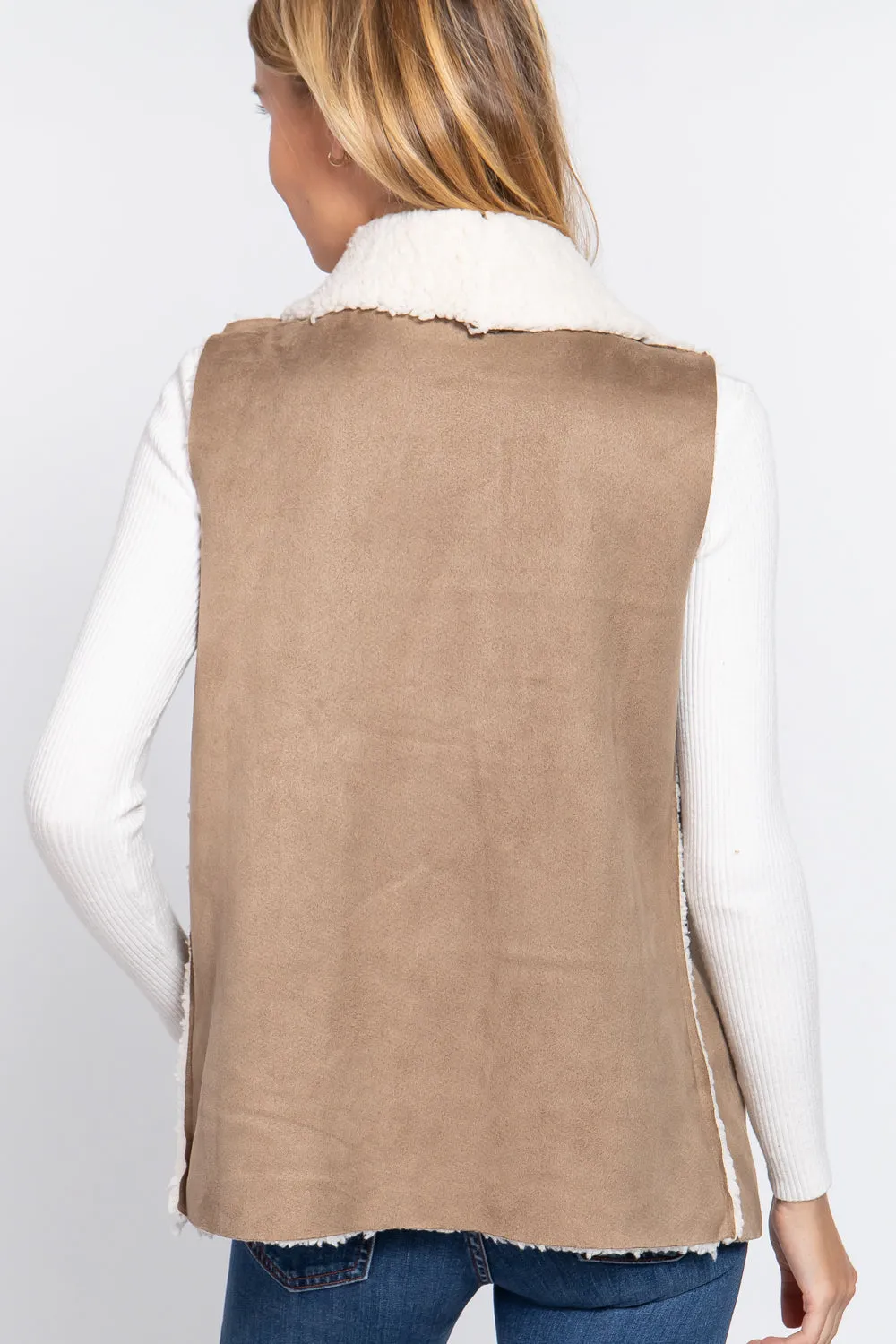 Shawl Faux Suede Fur Bonded Vest (More Colors)