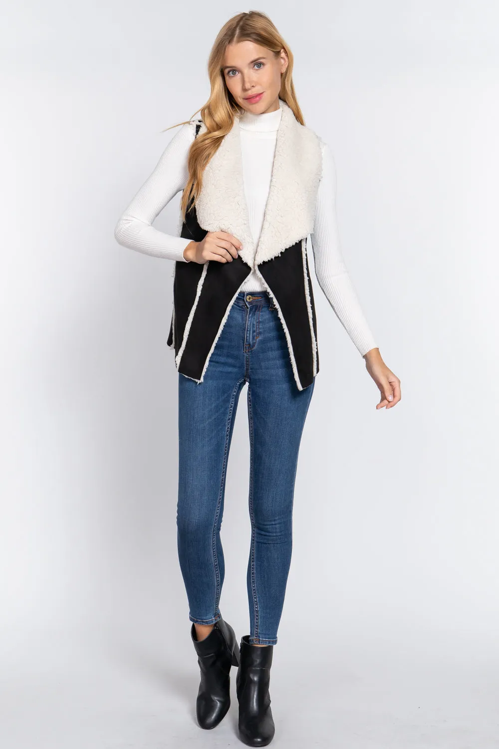 Shawl Faux Suede Fur Bonded Vest (More Colors)