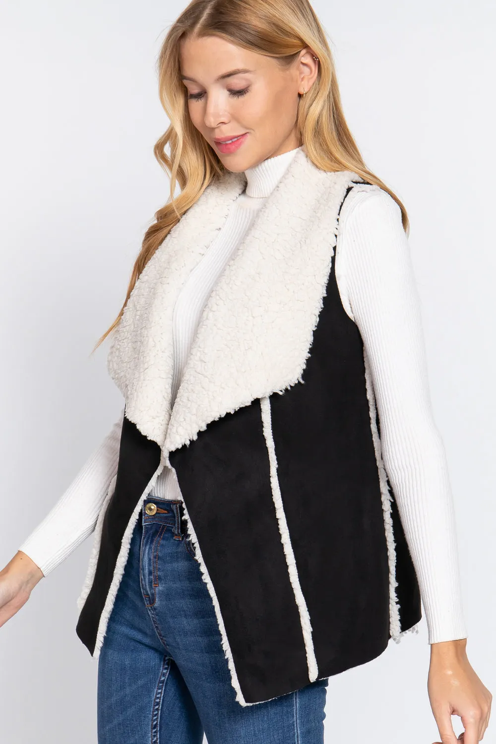 Shawl Faux Suede Fur Bonded Vest (More Colors)