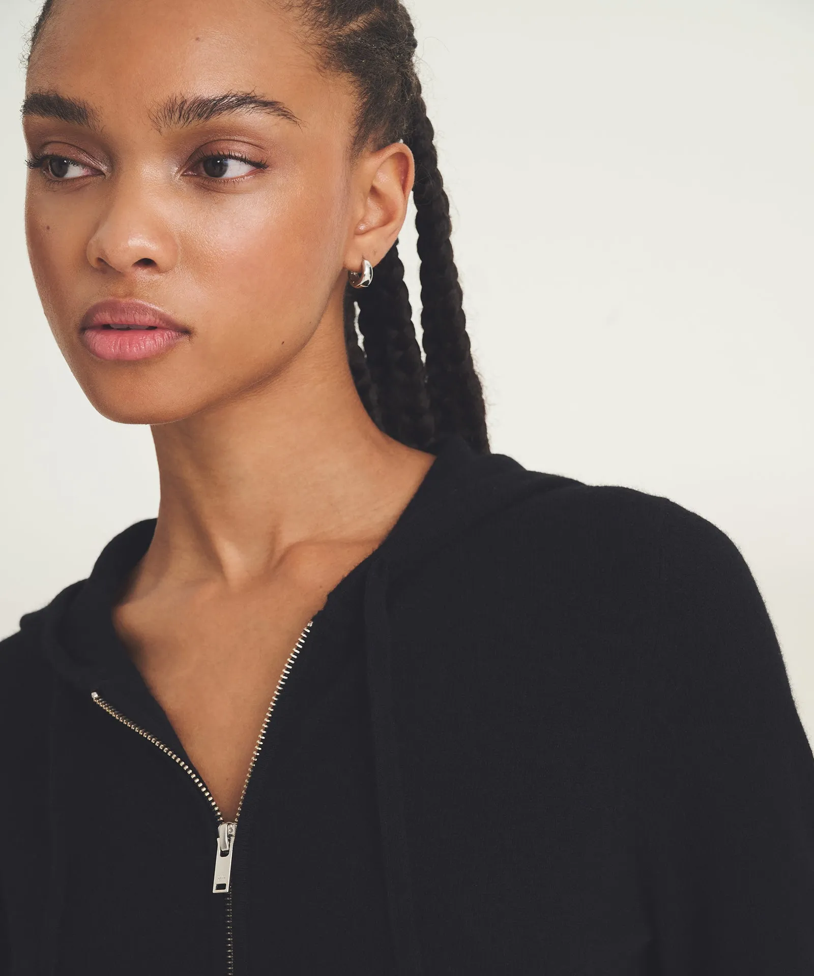 Signature Cashmere Cropped Zip Up Hoodie