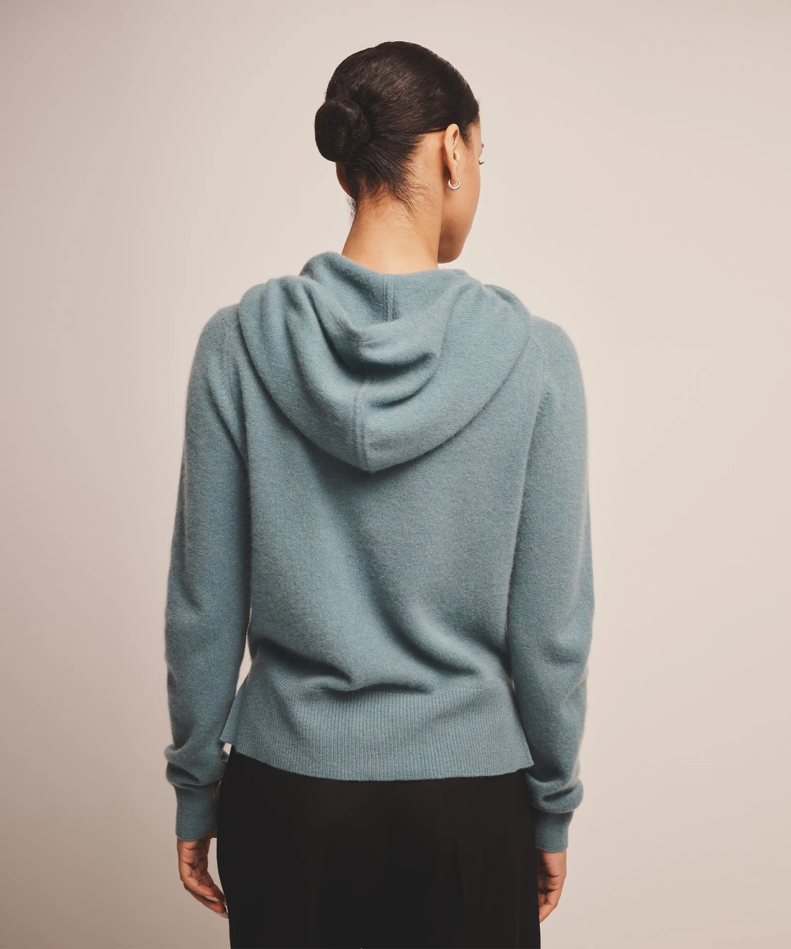 Signature Cashmere Cropped Zip Up Hoodie