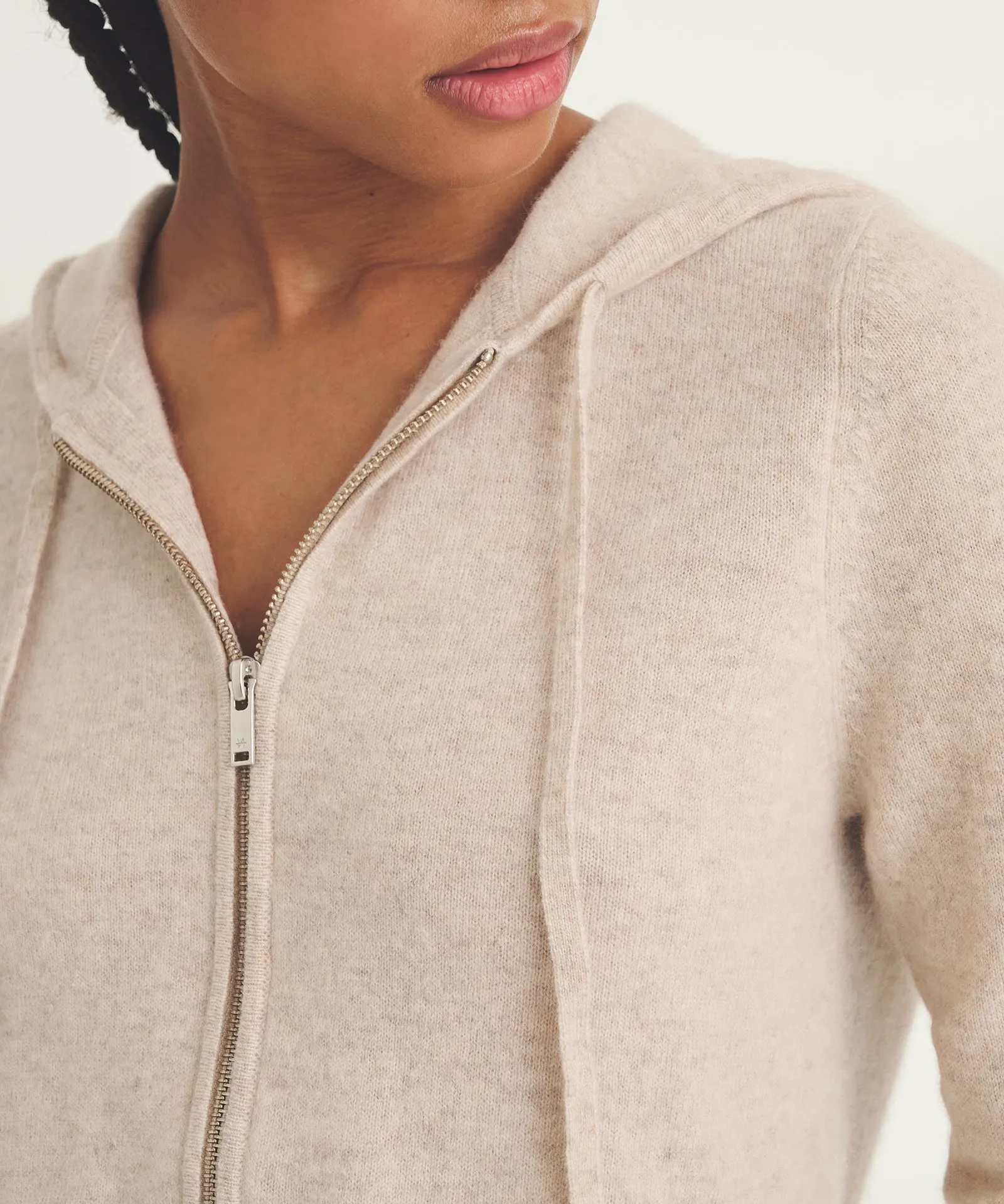 Signature Cashmere Cropped Zip Up Hoodie