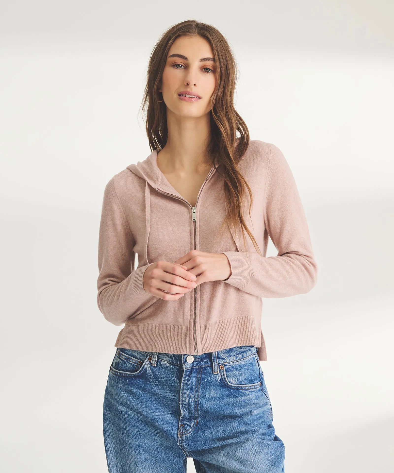 Signature Cashmere Cropped Zip Up Hoodie