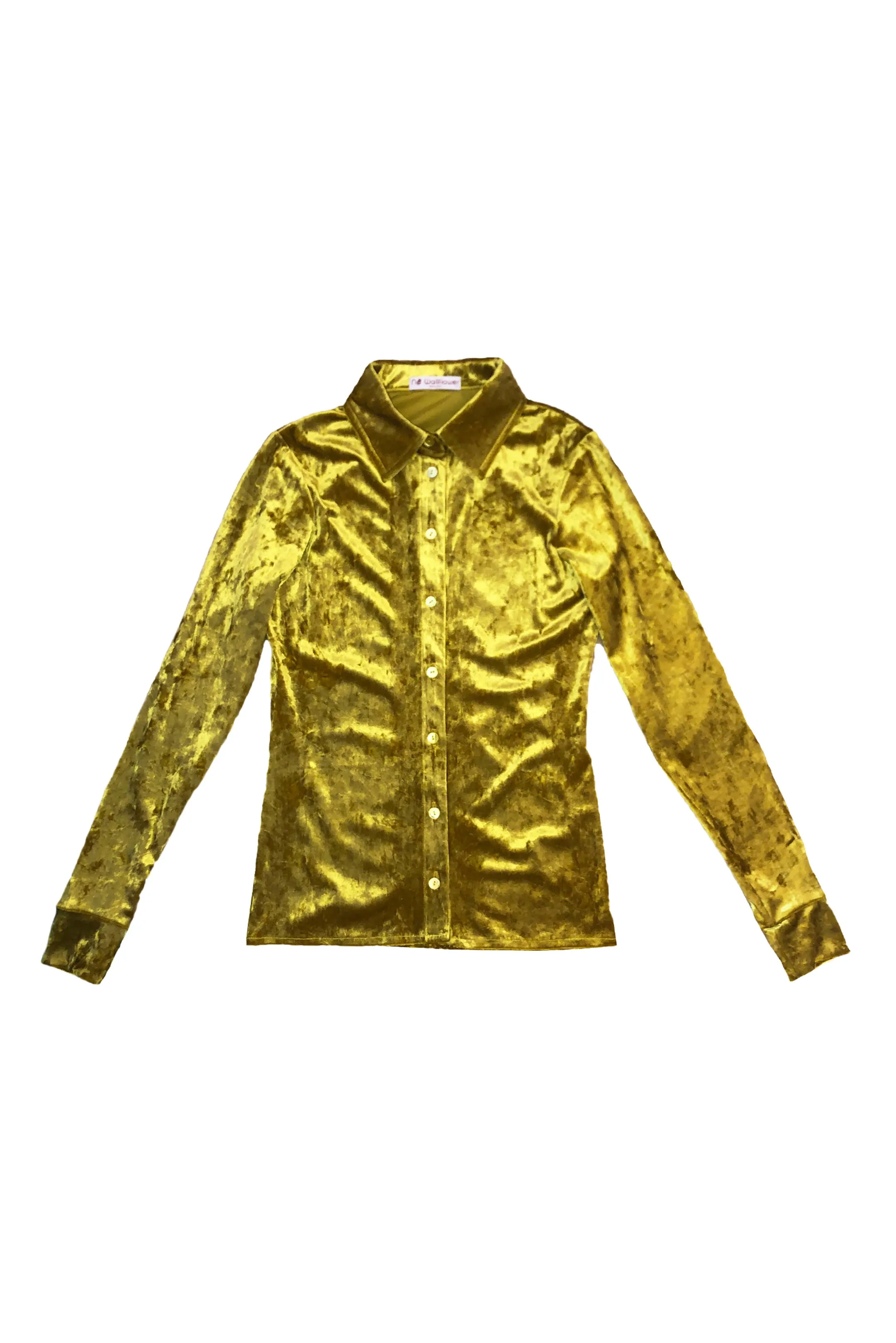 Skinny Velvet Shirt Chartreuse