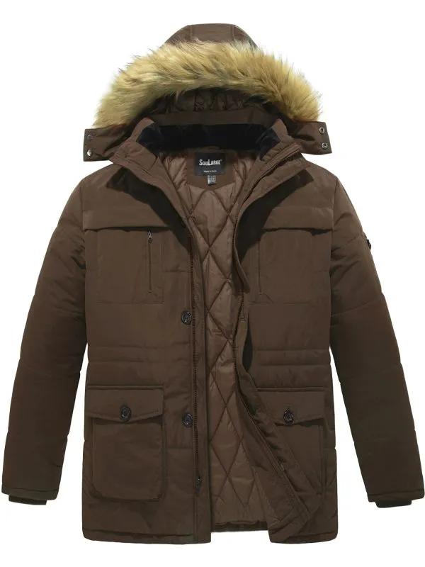 Soularge Men's Big and Tall Winter Warm Jacket Insulated Utility Coat