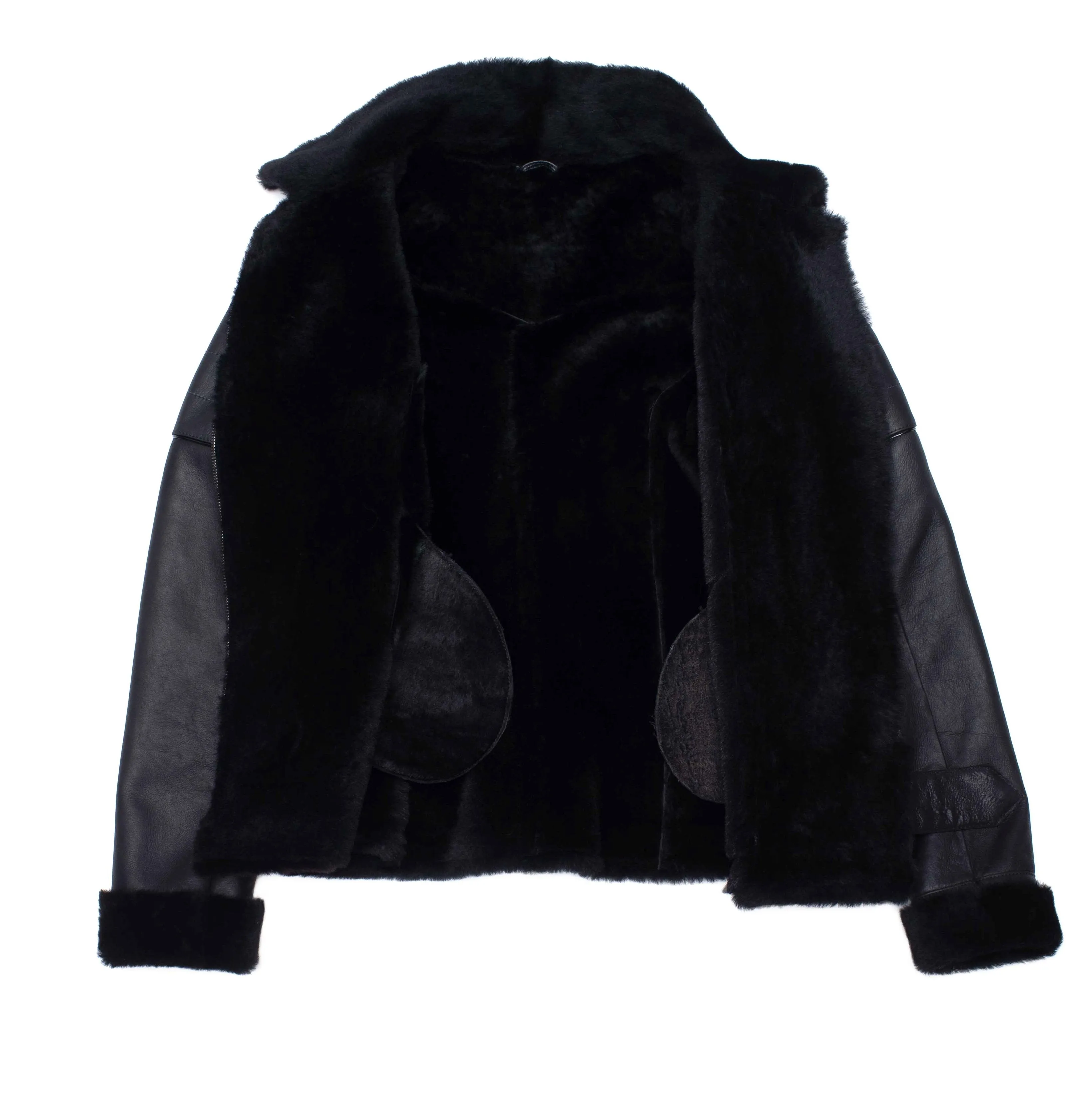 Tasha's Black Sheepskin Shearling B-3 Bomber Style Jacket