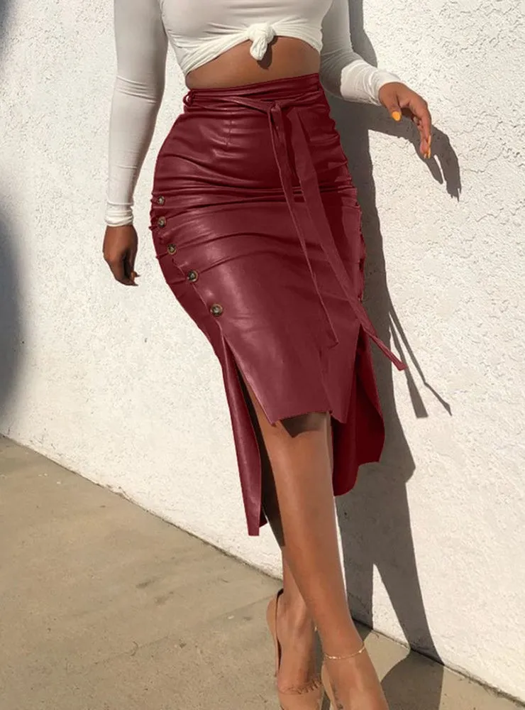 TastyHottie - Gorgeous Lace Up High Slit Maxi Velvet Skirt