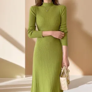 Turtleneck Mid-length Jumper Dress