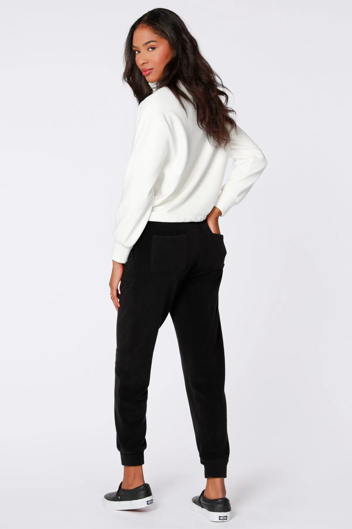 White with Black Trim Quarter Zip Pullover Top