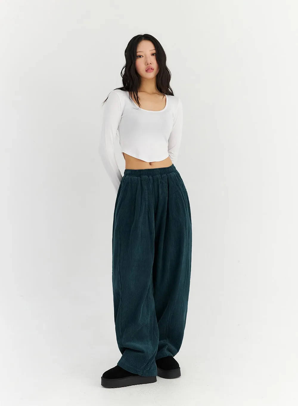 Wide Leg Corduroy Sweatpants CN303