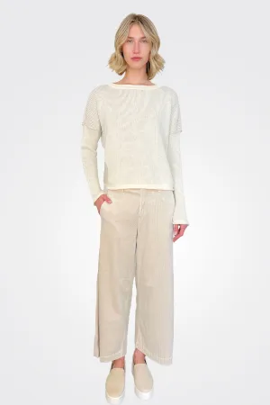 Wide Leg Corduroy Trousers - Sand