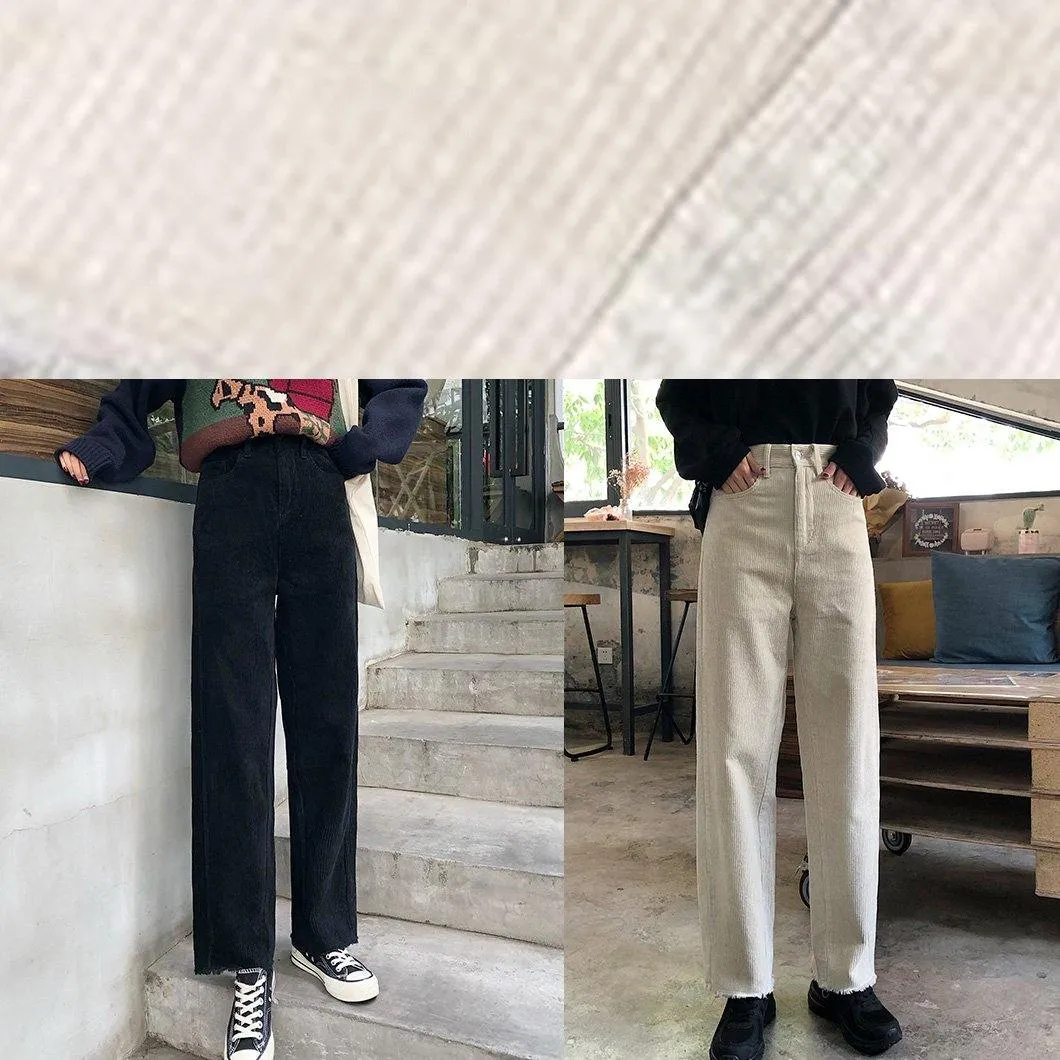 winter black wild trousers corduroy casual wide leg pants